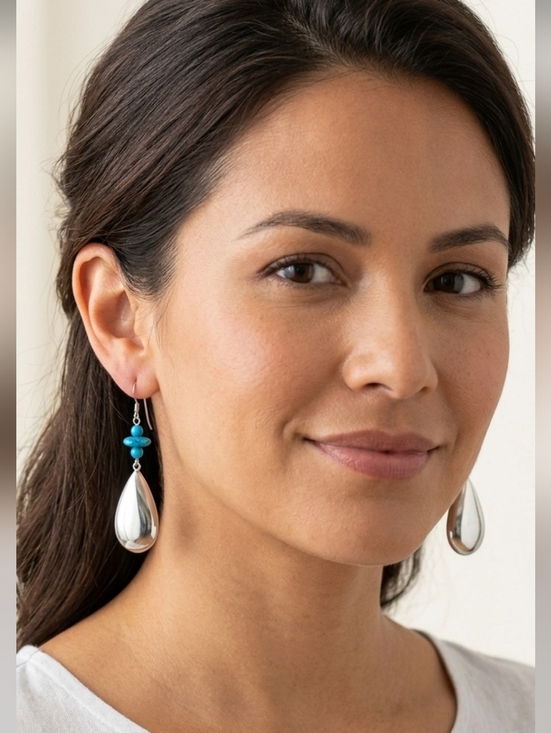 Jewelry - TURQUOISE Sterling SILVER Dangle Drop Earrings